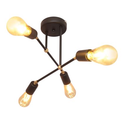 Żyrandol natynkowy ROSETTE 4xE27/15W/230V czarny/złoty