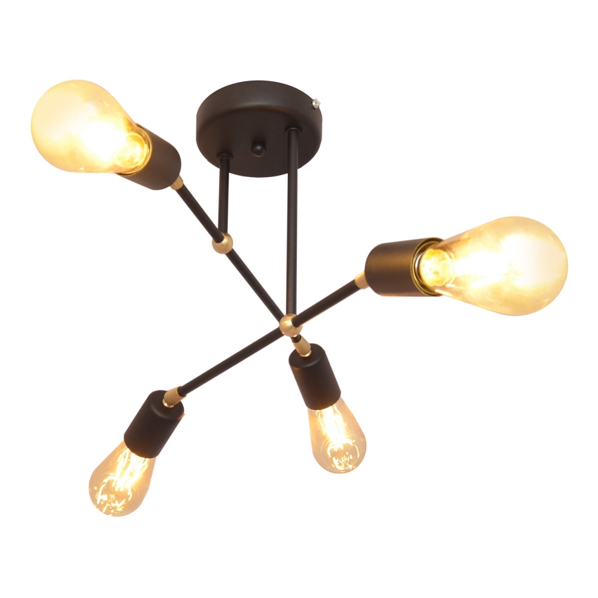 Żyrandol natynkowy ROSETTE 4xE27/15W/230V czarny/złoty