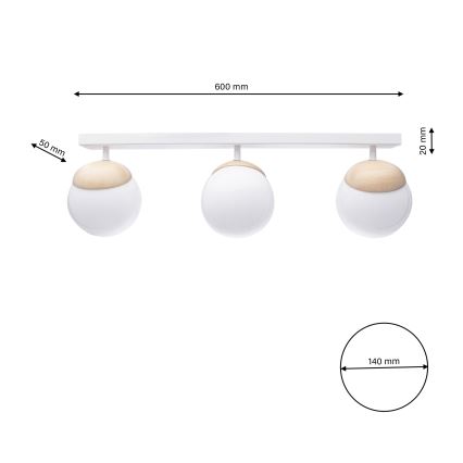 Żyrandol natynkowy SFERA WOOD 3xE14/40W/230V