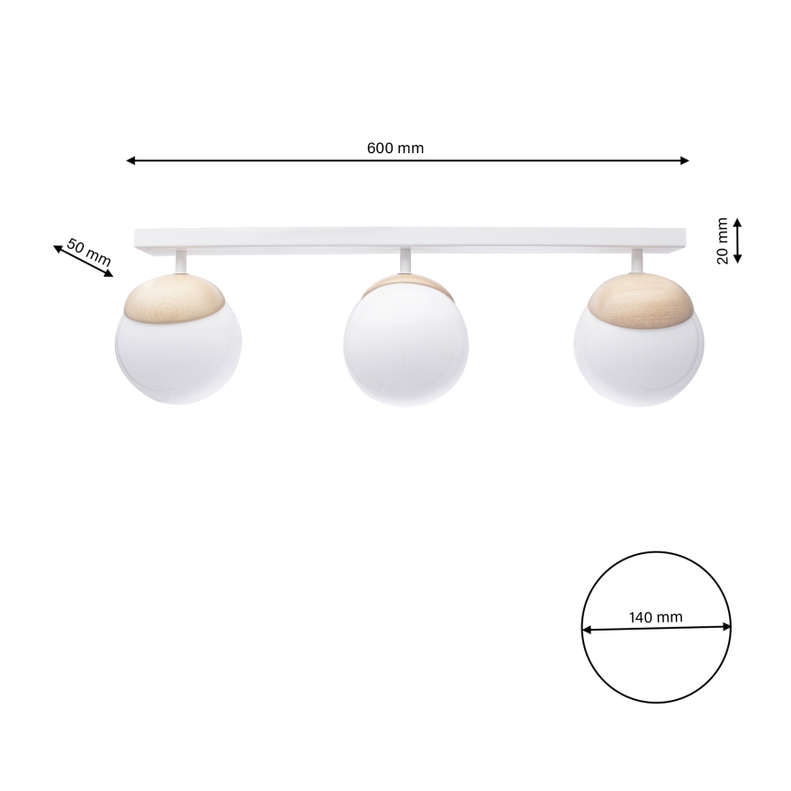 Żyrandol natynkowy SFERA WOOD 3xE14/40W/230V