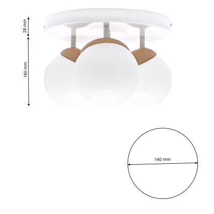 Żyrandol natynkowy SFERA WOOD 3xE14/40W/230V