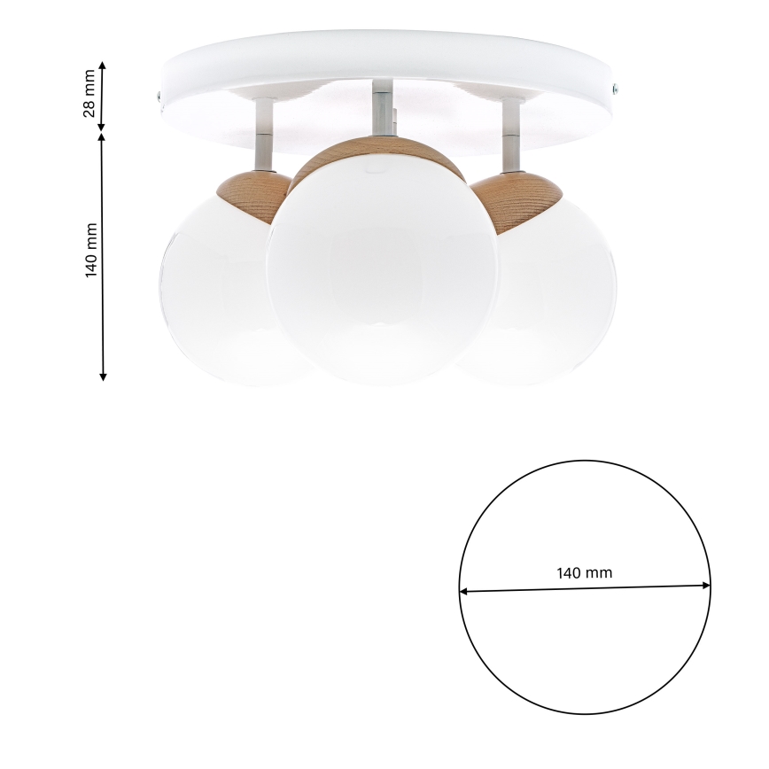 Żyrandol natynkowy SFERA WOOD 3xE14/40W/230V