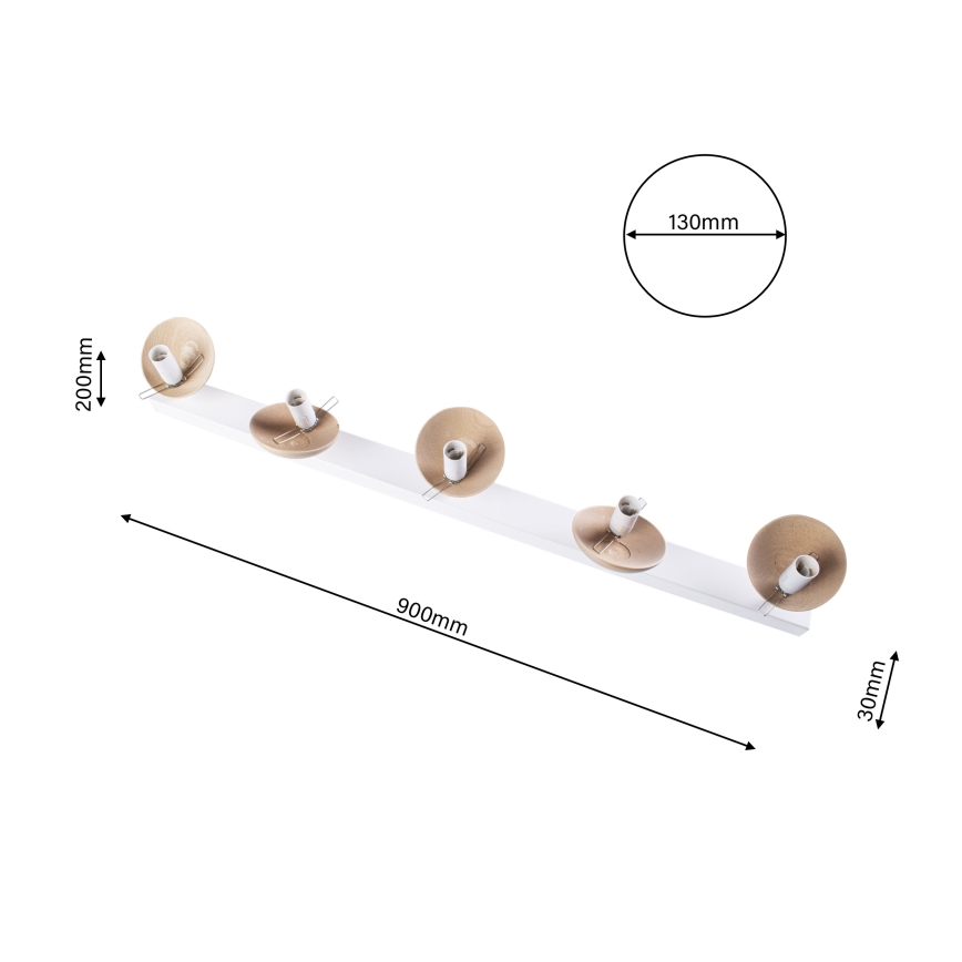 Żyrandol natynkowy SFERA WOOD 5xE14/40W/230V