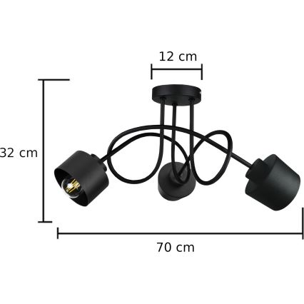 Żyrandol natynkowy SIMPLY BLACK 3xE27/60W/230V