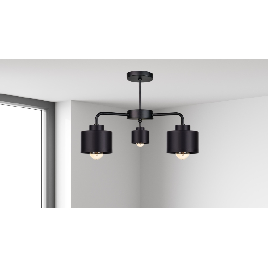Żyrandol natynkowy SIMPLY BLACK 3xE27/60W/230V