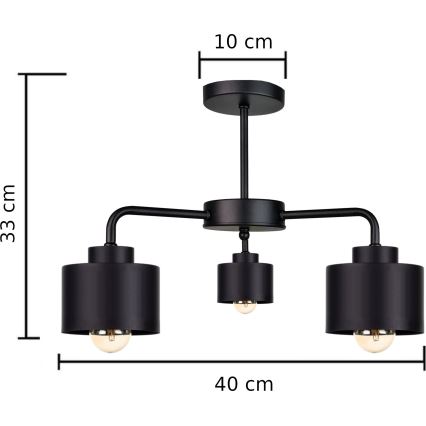 Żyrandol natynkowy SIMPLY BLACK 3xE27/60W/230V