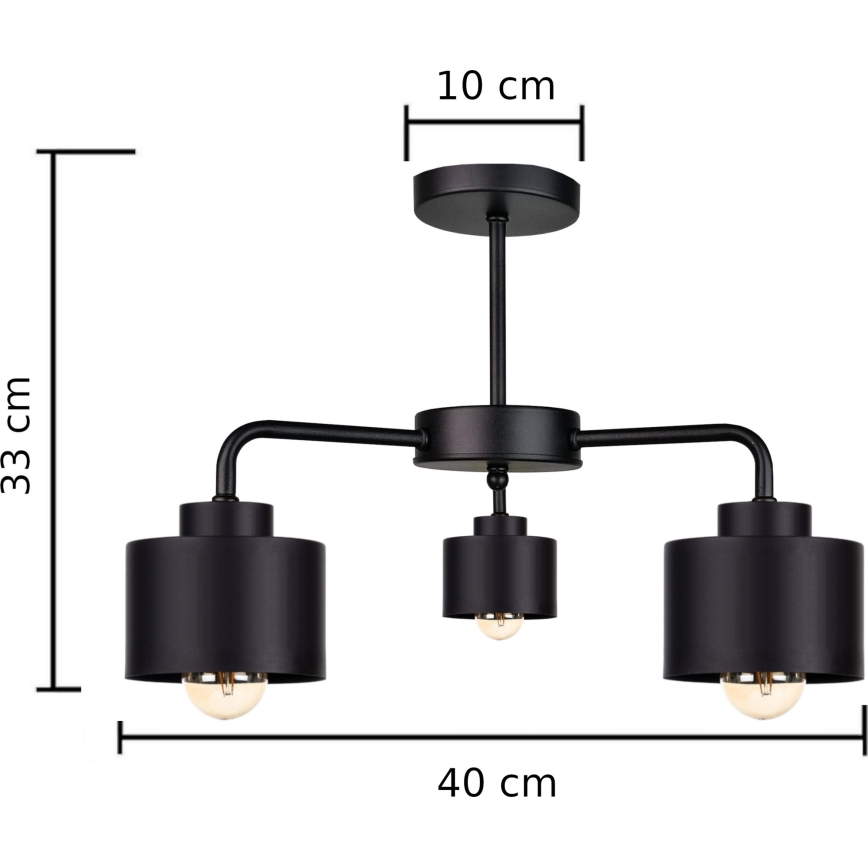 Żyrandol natynkowy SIMPLY BLACK 3xE27/60W/230V