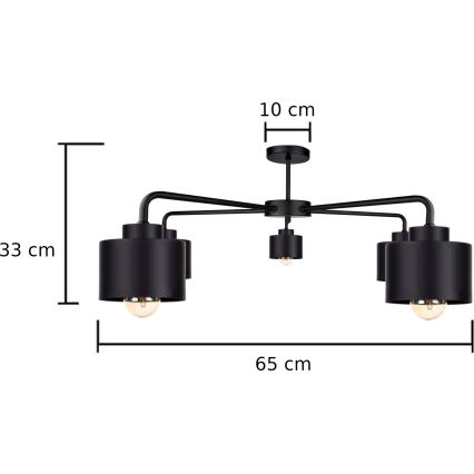 Żyrandol natynkowy SIMPLY BLACK 5xE27/60W/230V