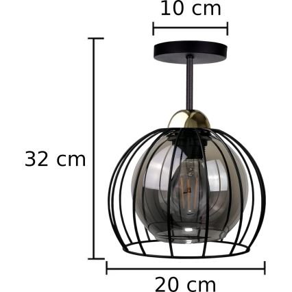 Żyrandol natynkowy SOLO BLACK 1xE27/60W/230V czarny/złoty