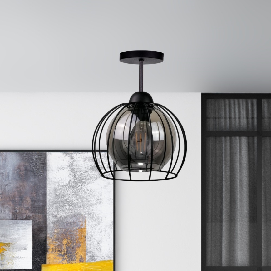 Żyrandol natynkowy SOLO BLACK 1xE27/60W/230V czarny/dymny