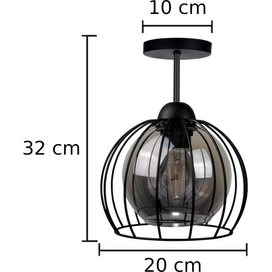 Żyrandol natynkowy SOLO BLACK 1xE27/60W/230V czarny/dymny