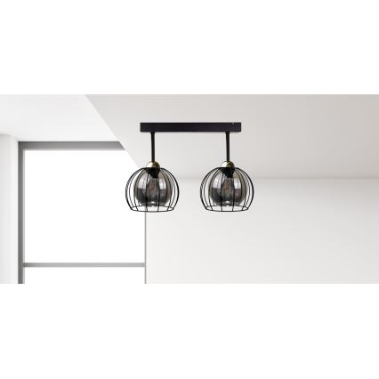 Żyrandol natynkowy SOLO BLACK 2xE27/60W/230V czarny/złoty