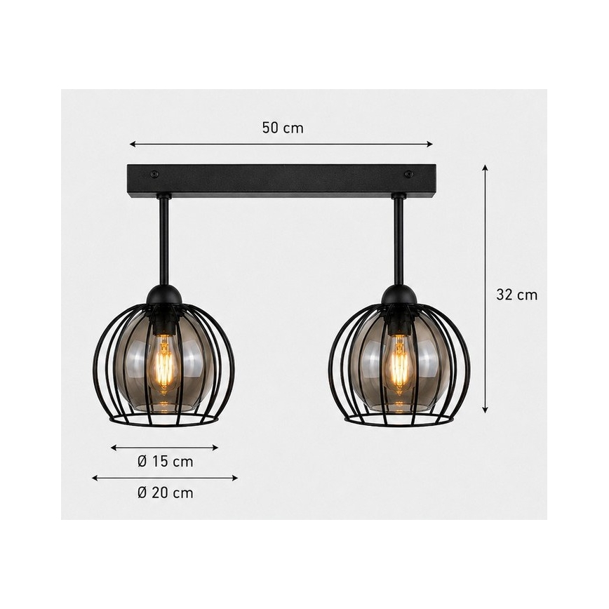 Żyrandol natynkowy SOLO BLACK 2xE27/60W/230V