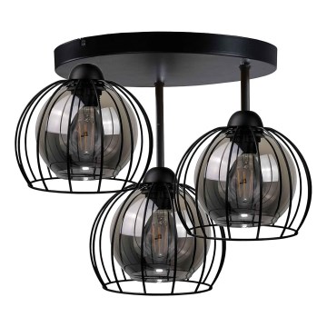 Żyrandol natynkowy SOLO BLACK 3xE27/60W/230V czarny/dymny śr. 30 cm