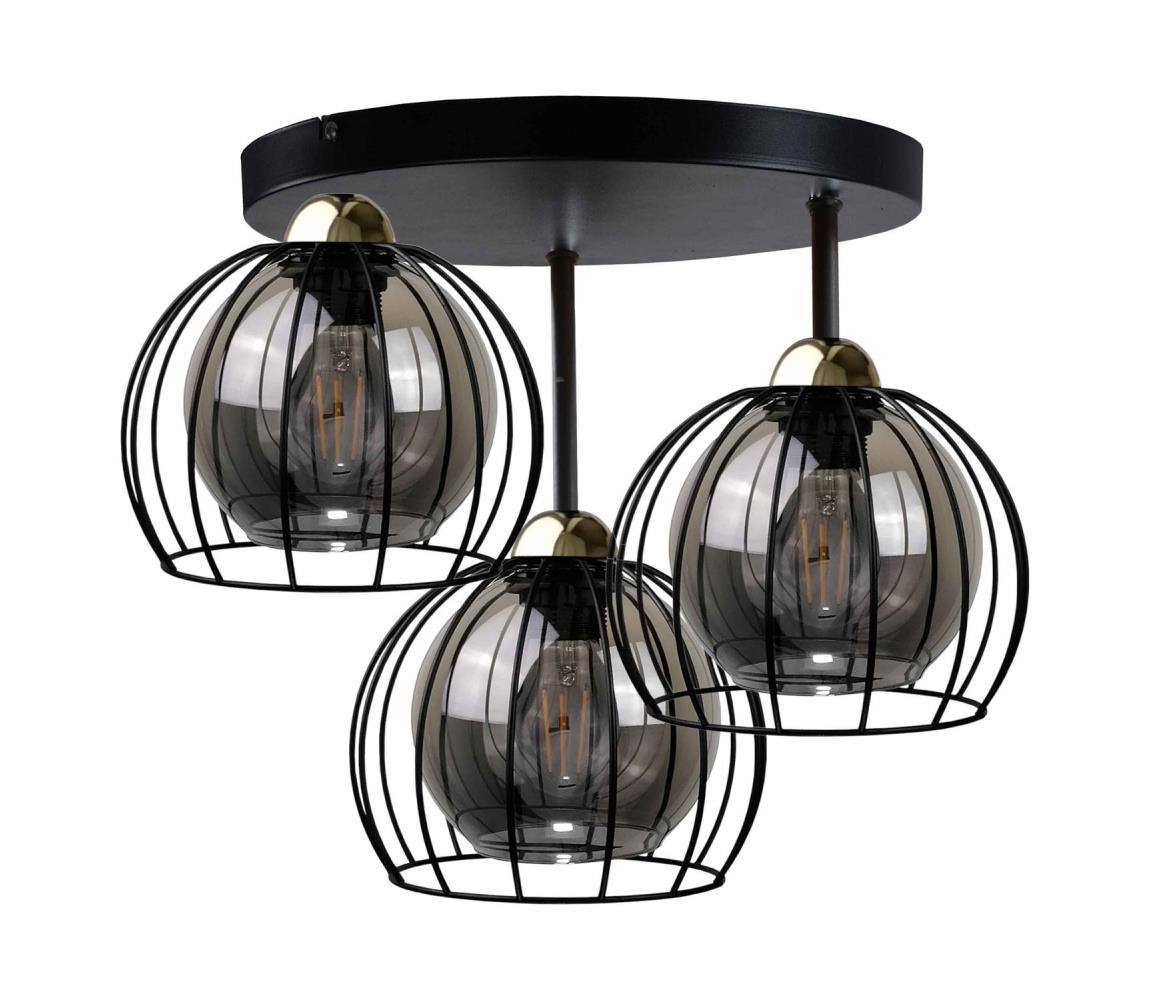 Żyrandol natynkowy SOLO BLACK 3xE27/60W/230V śr. 30 cm czarny/złoty