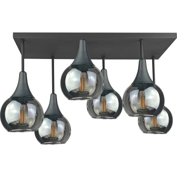 Żyrandol natynkowy SOMA 6xE27/60W/230V czarny/dymny czarny