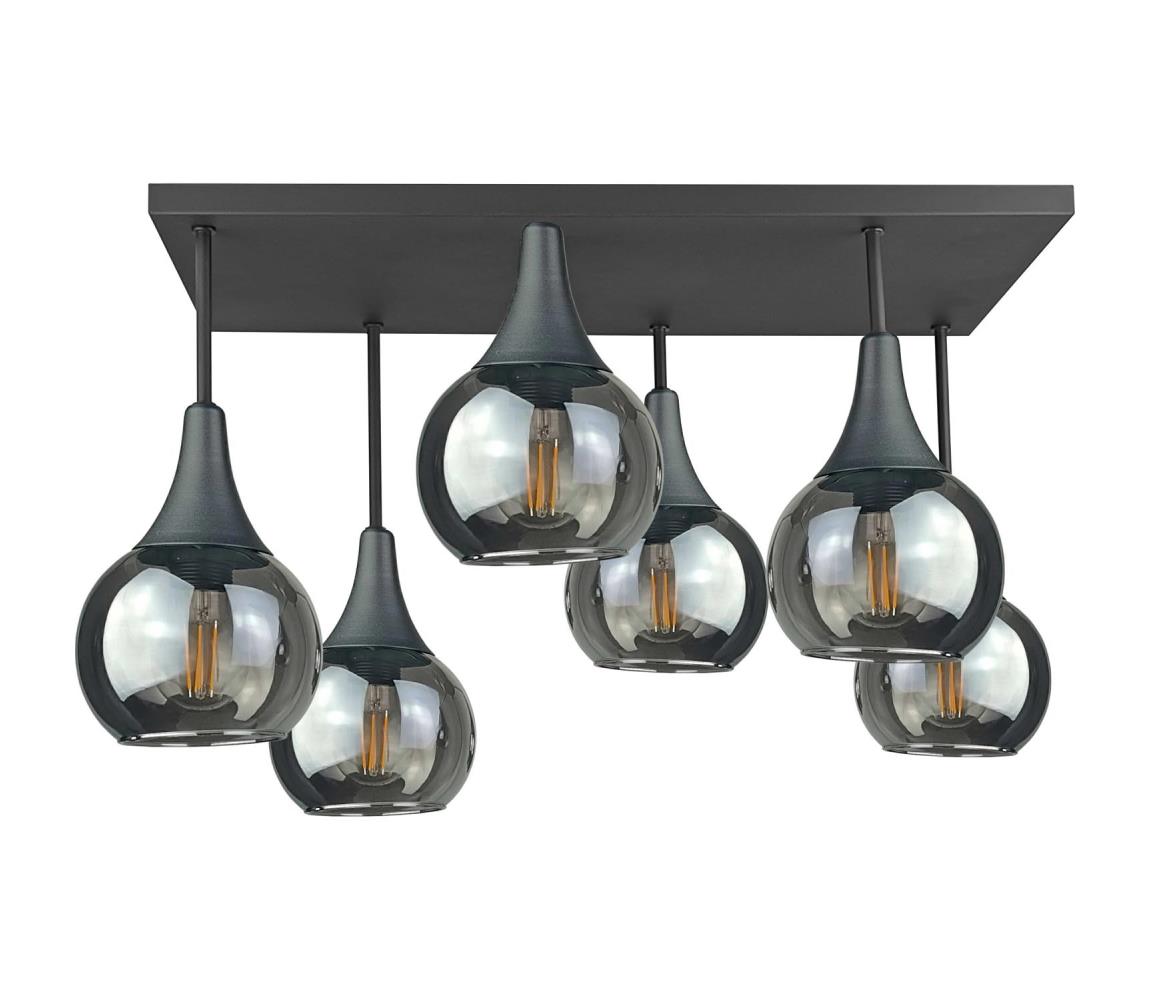 Żyrandol natynkowy SOMA 6xE27/60W/230V czarny/dymny czarny