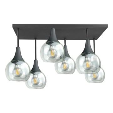Żyrandol natynkowy SOMA 6xE27/60W/230V czarny/przezroczysty