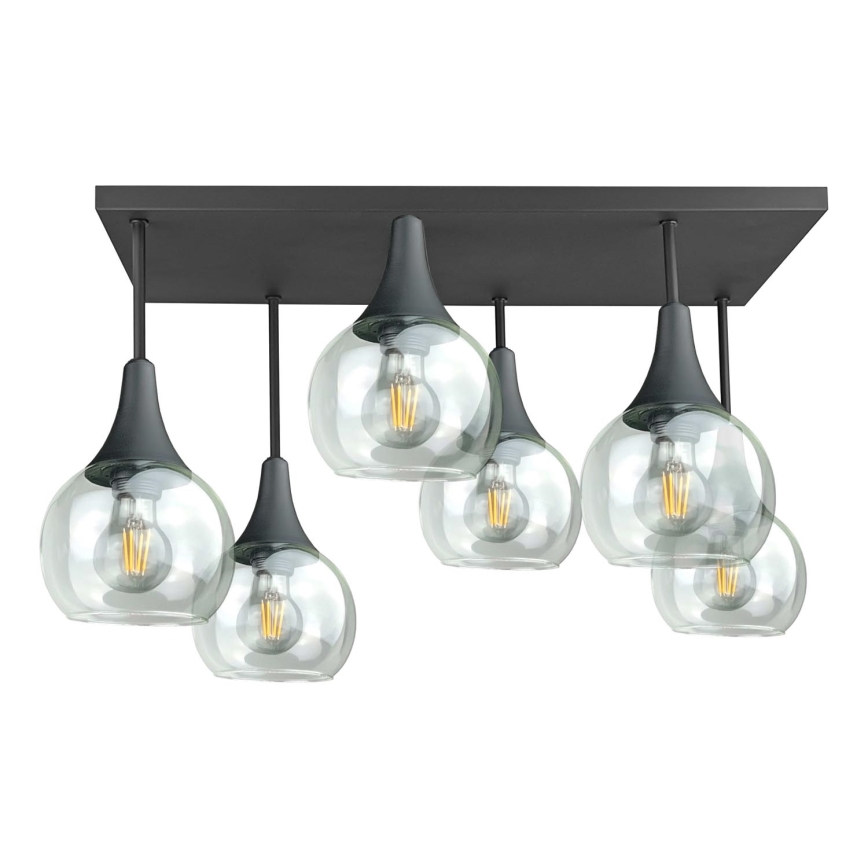Żyrandol natynkowy SOMA 6xE27/60W/230V czarny/przezroczysty