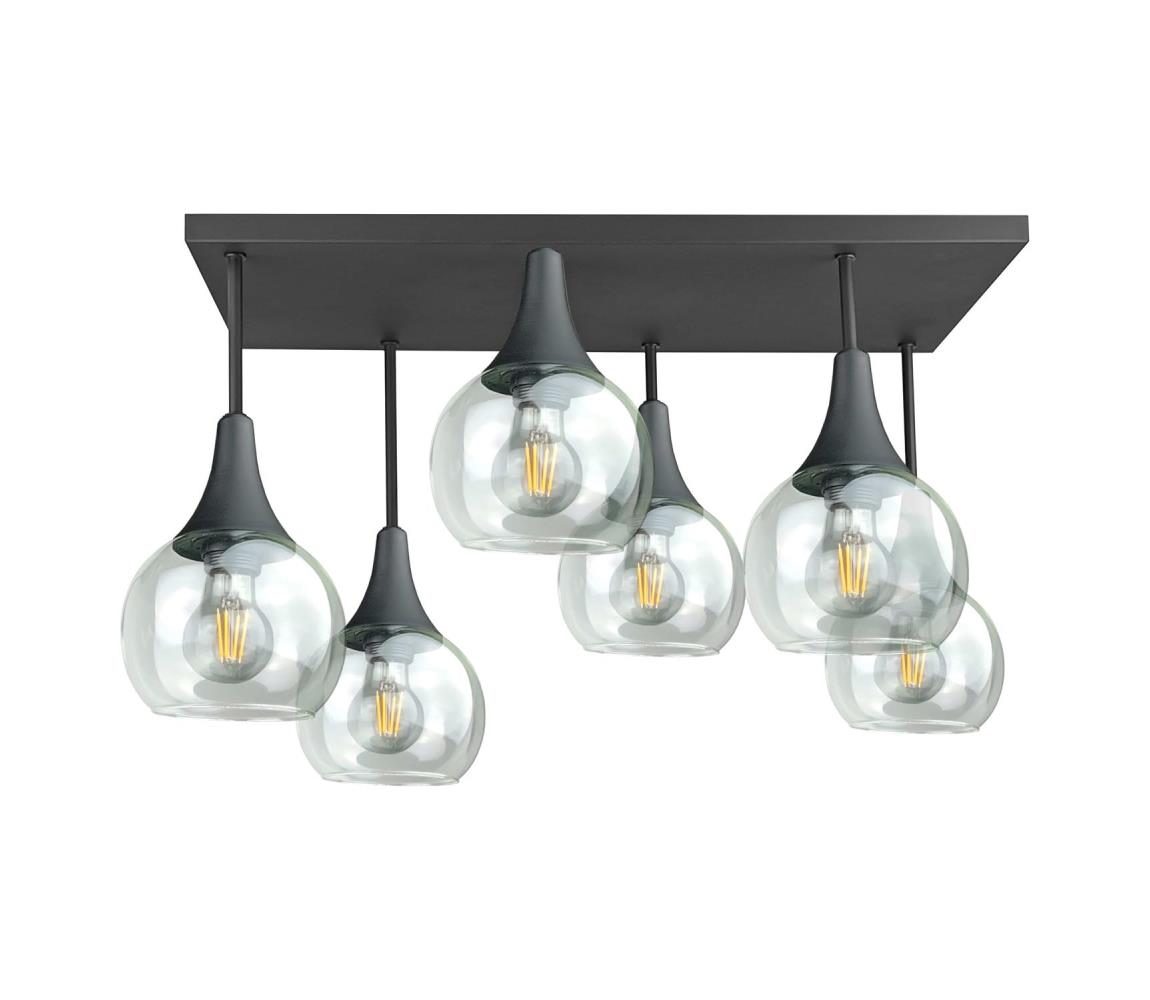 Żyrandol natynkowy SOMA 6xE27/60W/230V czarny/przezroczysty