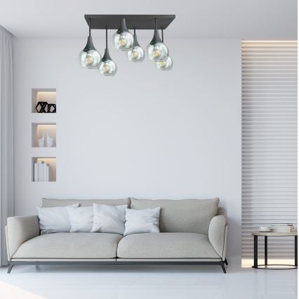 Żyrandol natynkowy SOMA 6xE27/60W/230V czarny/przezroczysty