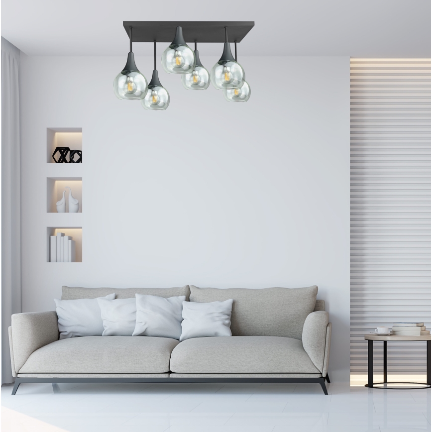 Żyrandol natynkowy SOMA 6xE27/60W/230V czarny/przezroczysty