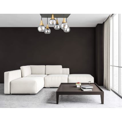 Żyrandol natynkowy SOMA 6xE27/60W/230V czarny/złoty/przezroczysty