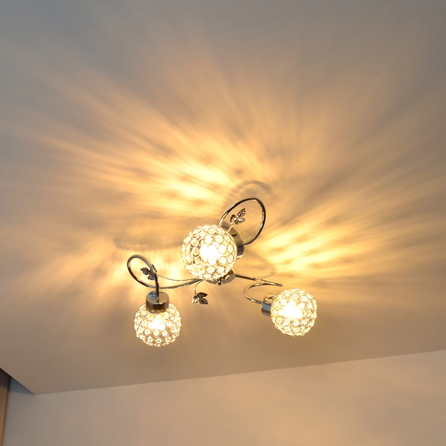 Żyrandol natynkowy SOPHIA 3xE27/15W/230V chrom błyszczący/przezroczysty