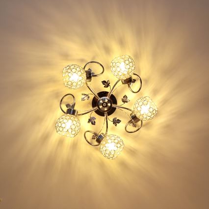 Żyrandol natynkowy SOPHIA 5xE27/15W/230V chrom błyszczący/przezroczysty