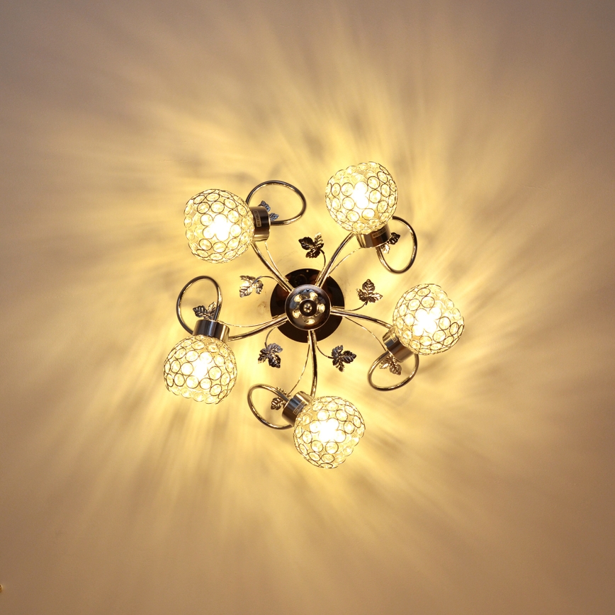 Żyrandol natynkowy SOPHIA 5xE27/15W/230V chrom błyszczący/przezroczysty