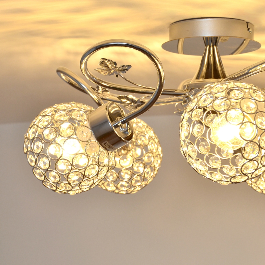 Żyrandol natynkowy SOPHIA 5xE27/15W/230V chrom błyszczący/przezroczysty