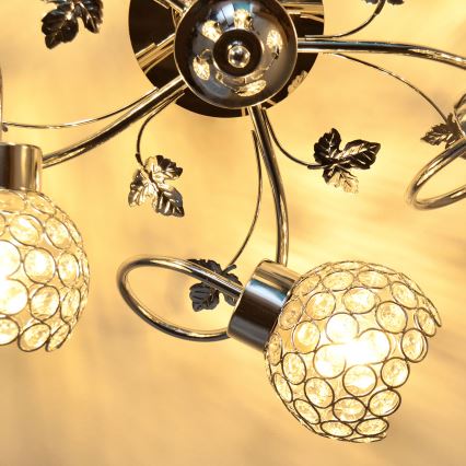 Żyrandol natynkowy SOPHIA 5xE27/15W/230V chrom błyszczący/przezroczysty