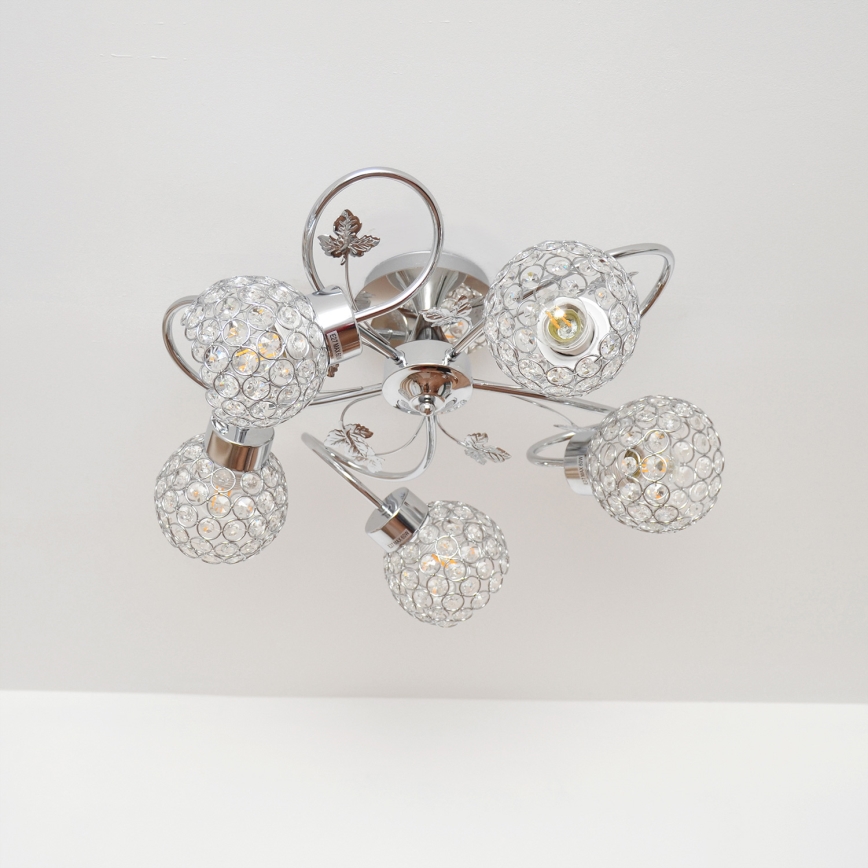 Żyrandol natynkowy SOPHIA 5xE27/15W/230V chrom błyszczący/przezroczysty