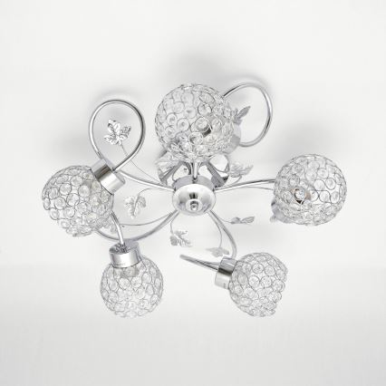 Żyrandol natynkowy SOPHIA 5xE27/15W/230V chrom błyszczący/przezroczysty