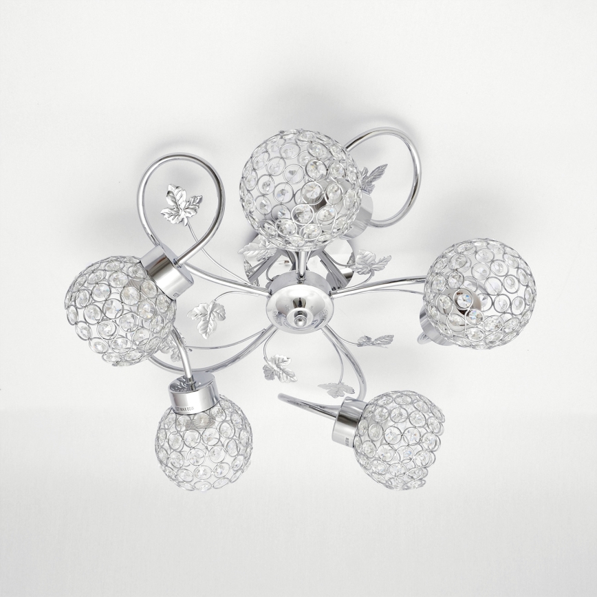 Żyrandol natynkowy SOPHIA 5xE27/15W/230V chrom błyszczący/przezroczysty