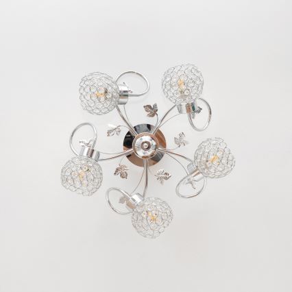 Żyrandol natynkowy SOPHIA 5xE27/15W/230V chrom błyszczący/przezroczysty