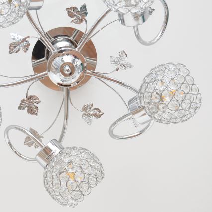 Żyrandol natynkowy SOPHIA 5xE27/15W/230V chrom błyszczący/przezroczysty