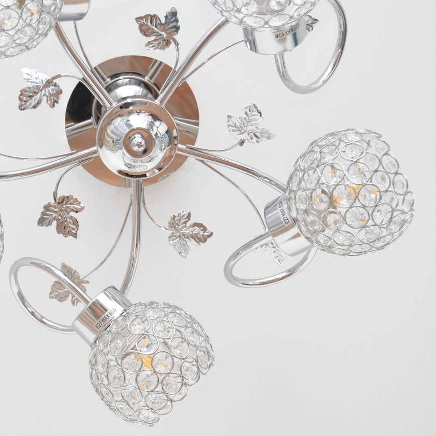 Żyrandol natynkowy SOPHIA 5xE27/15W/230V chrom błyszczący/przezroczysty