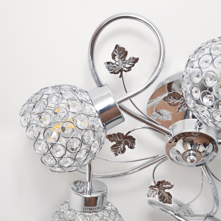 Żyrandol natynkowy SOPHIA 5xE27/15W/230V chrom błyszczący/przezroczysty