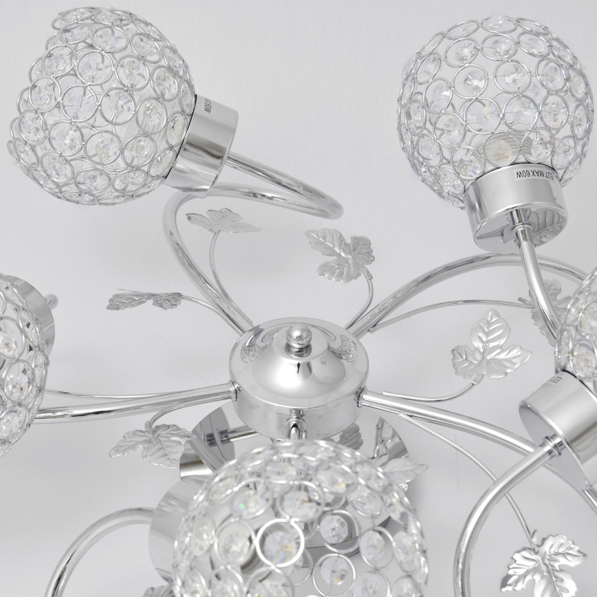 Żyrandol natynkowy SOPHIA 5xE27/15W/230V chrom błyszczący/przezroczysty