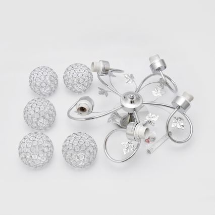 Żyrandol natynkowy SOPHIA 5xE27/15W/230V chrom błyszczący/przezroczysty