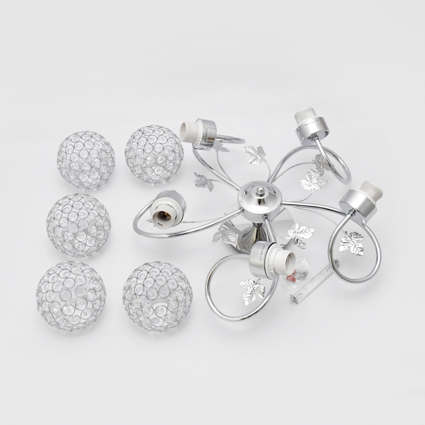 Żyrandol natynkowy SOPHIA 5xE27/15W/230V chrom błyszczący/przezroczysty