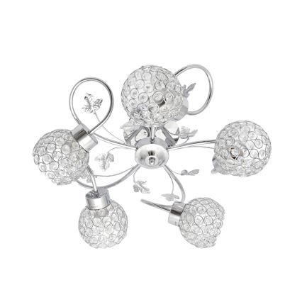 Żyrandol natynkowy SOPHIA 5xE27/15W/230V chrom błyszczący/przezroczysty