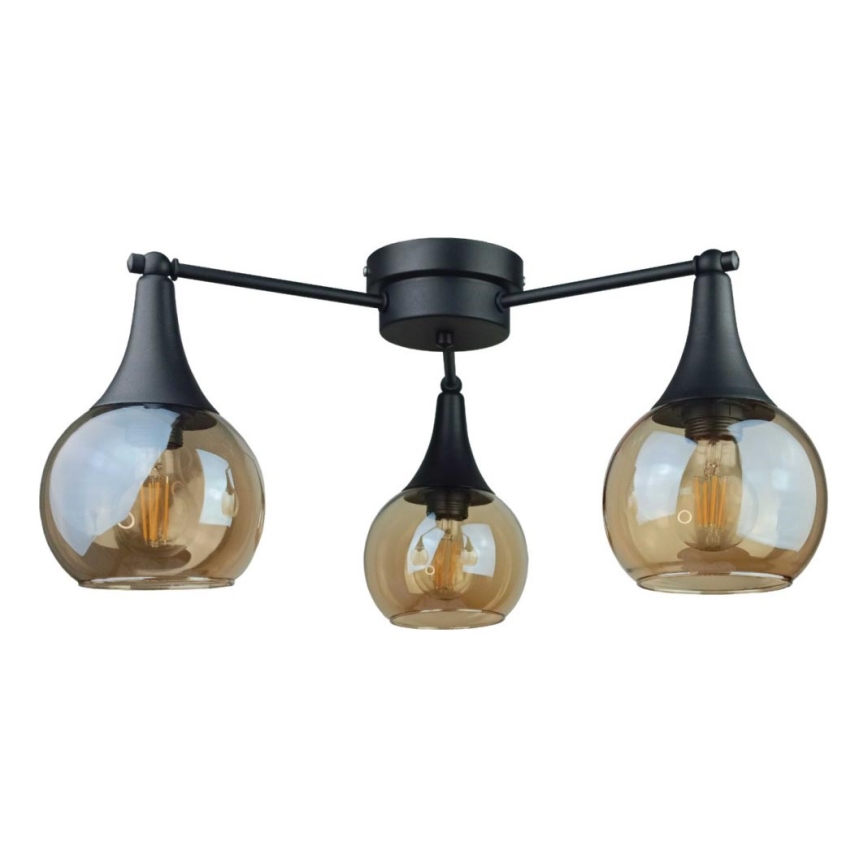 Żyrandol natynkowy STAR 3xE27/60W/230V czarny/dymny beżowy