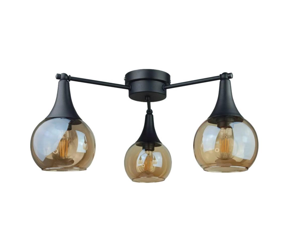 Żyrandol natynkowy STAR 3xE27/60W/230V czarny/dymny beżowy