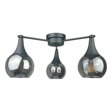 Żyrandol natynkowy STAR 3xE27/60W/230V czarny/dymny czarny