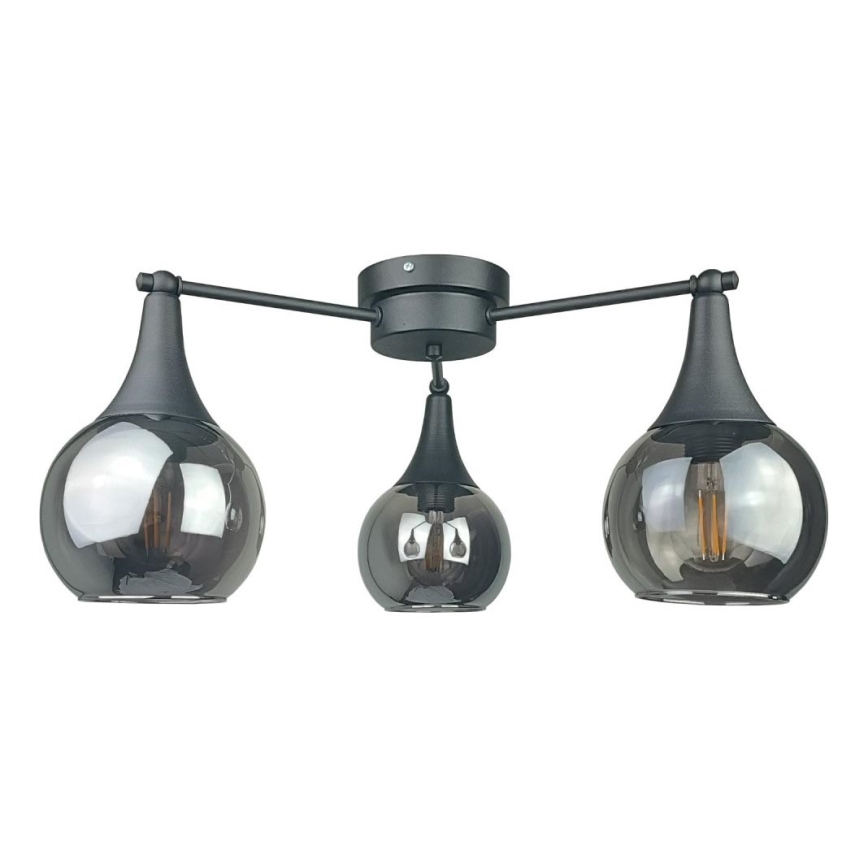 Żyrandol natynkowy STAR 3xE27/60W/230V czarny/dymny czarny