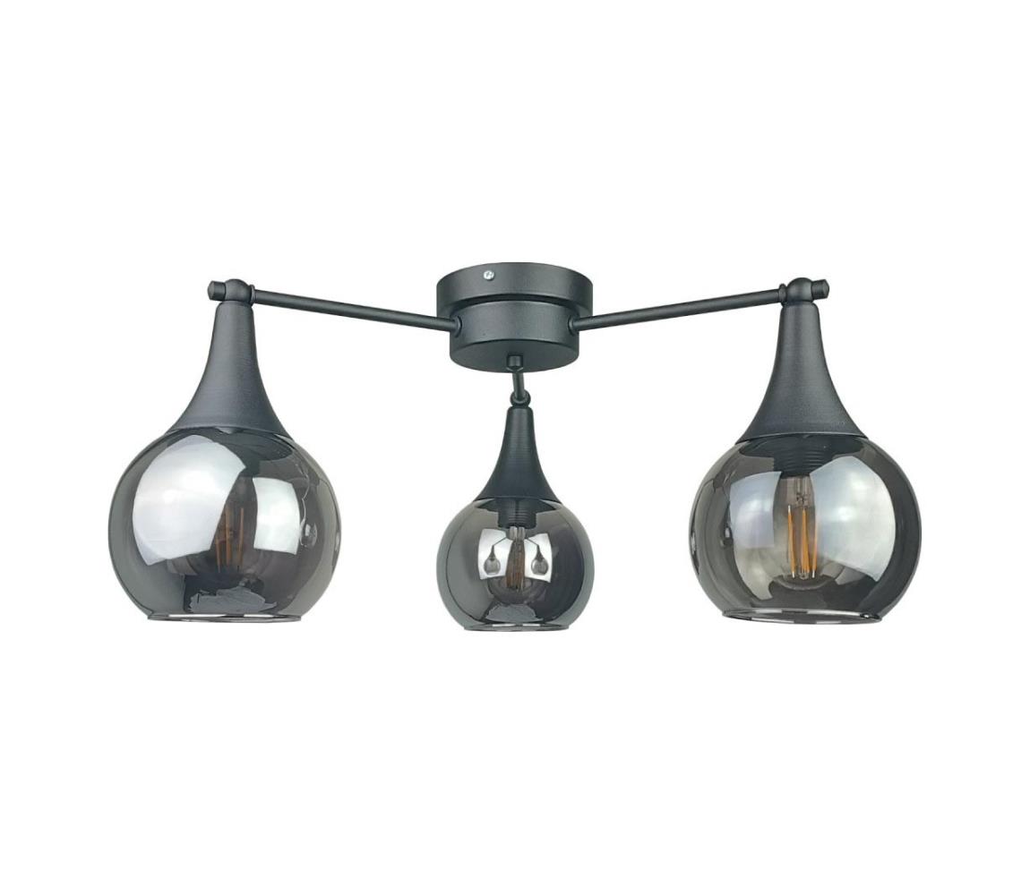 Żyrandol natynkowy STAR 3xE27/60W/230V czarny/dymny czarny