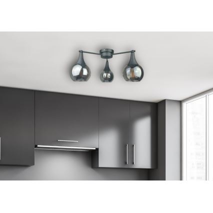 Żyrandol natynkowy STAR 3xE27/60W/230V czarny/dymny czarny