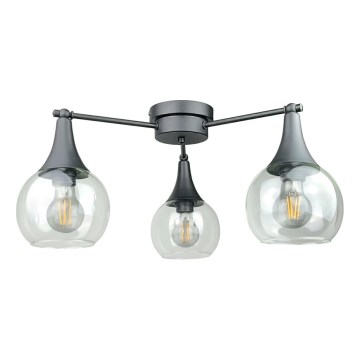 Żyrandol natynkowy STAR 3xE27/60W/230V czarny/przezroczysty